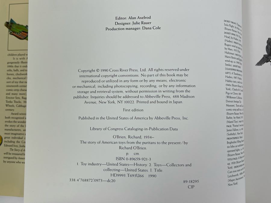 First Edition Hardcover Book The Story Of American Toys By Richard O'Brien [Photo 5]