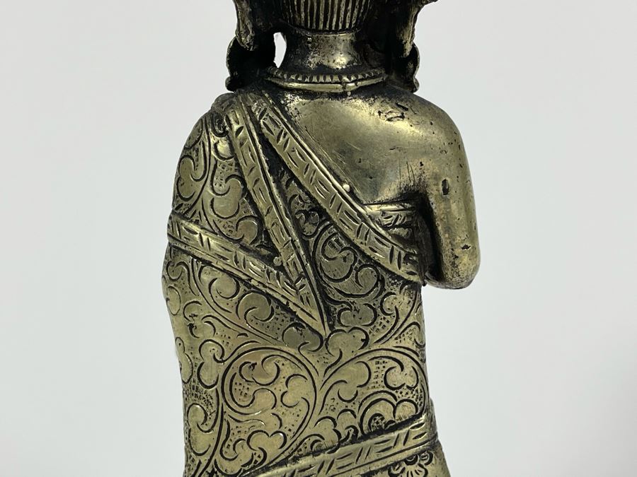 Antique Copper/Silver Buddha Dipankara From Nepal Signed On Base 6.75H [Photo 11]