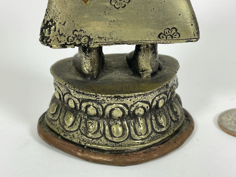 Antique Copper/Silver Buddha Dipankara From Nepal Signed On Base 6.75H [Photo 10]