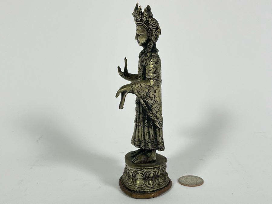 Antique Copper/Silver Buddha Dipankara From Nepal Signed On Base 6.75H [Photo 8]