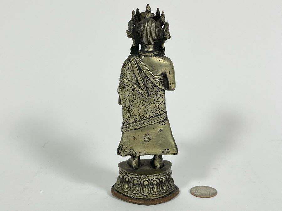 Antique Copper/Silver Buddha Dipankara From Nepal Signed On Base 6.75H [Photo 9]