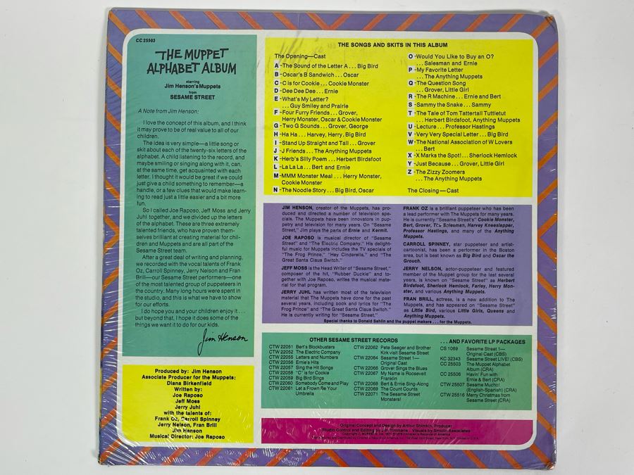Sealed Vinyl Record: The Muppet Alphabet Album Staring Jim Henson's Muppets From Sesame Street [Photo 3]