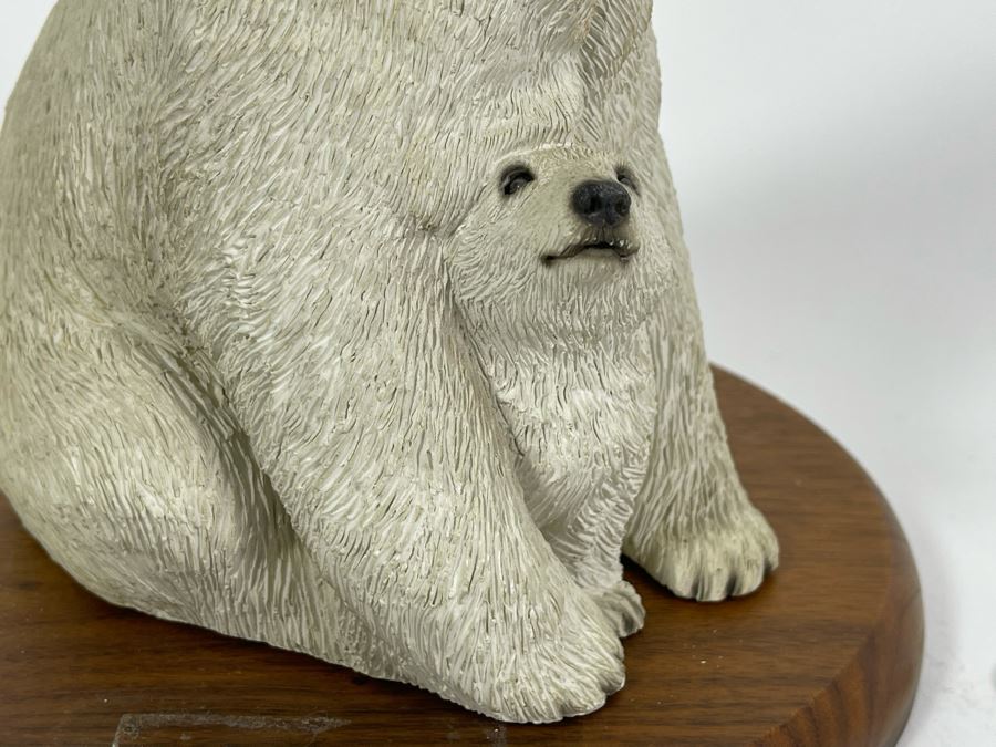 Sandra Brue Sandicast Polar Bears Sculpture With Wooden Base From The San Diego Zoo / Wild Animal Park 1999 7.5H [Photo 6]