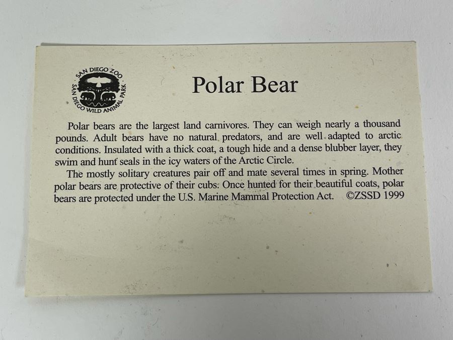 Sandra Brue Sandicast Polar Bears Sculpture With Wooden Base From The San Diego Zoo / Wild Animal Park 1999 7.5H [Photo 10]