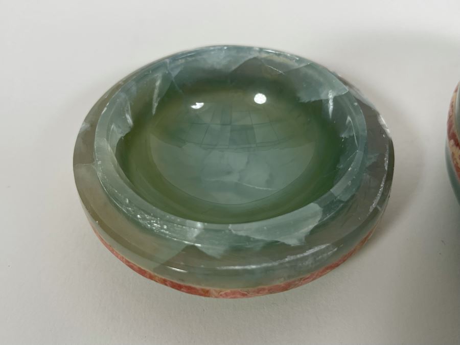 Vintage Green Stone Round Lidded Box 4W X 2.5H [Photo 12]