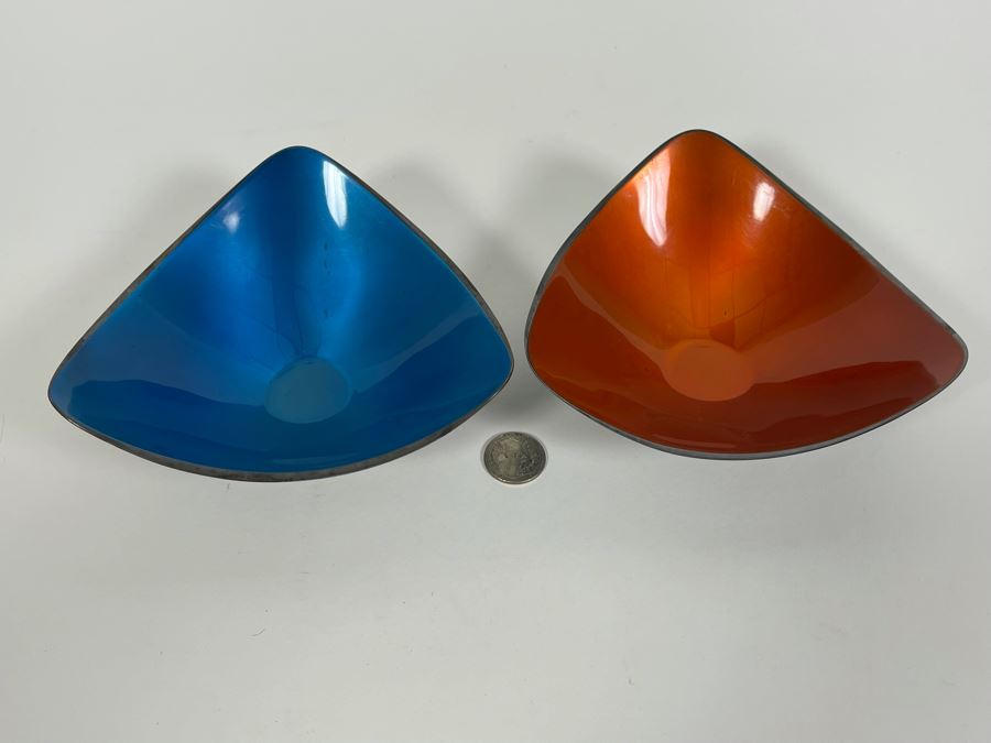 Pair Of Vintage Reed & Barton Silverplate Enamel Bowls 6W X 2.5H [Photo 6]