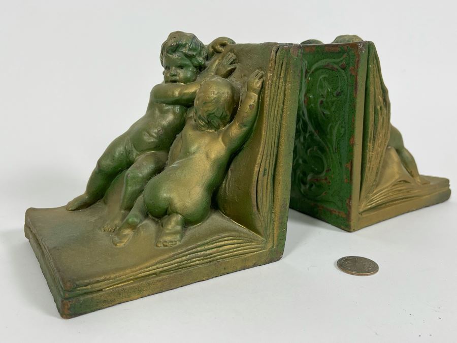 Pair Of Vintage Art Bronz Bookends 5W X 5D X 5H [Photo 2]