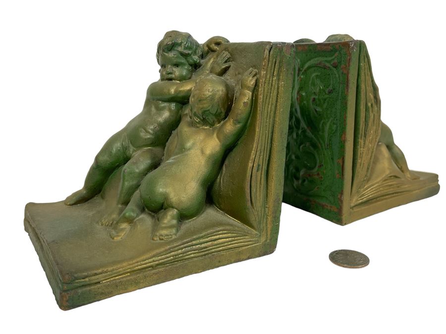 Pair Of Vintage Art Bronz Bookends 5W X 5D X 5H [Photo 1]