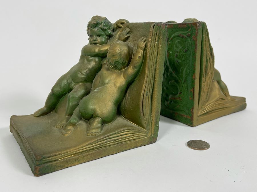 Pair Of Vintage Art Bronz Bookends 5W X 5D X 5H [Photo 3]