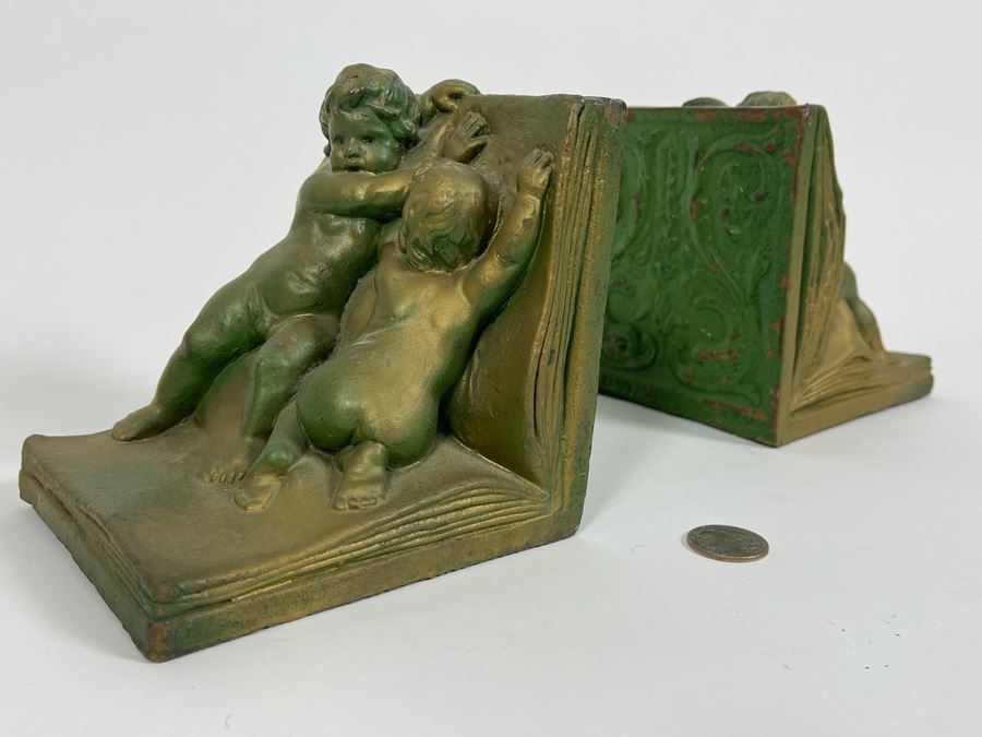 Pair Of Vintage Art Bronz Bookends 5W X 5D X 5H [Photo 5]