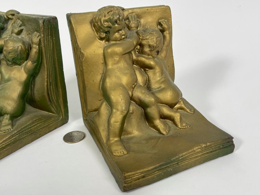 Pair Of Vintage Art Bronz Bookends 5W X 5D X 5H [Photo 9]