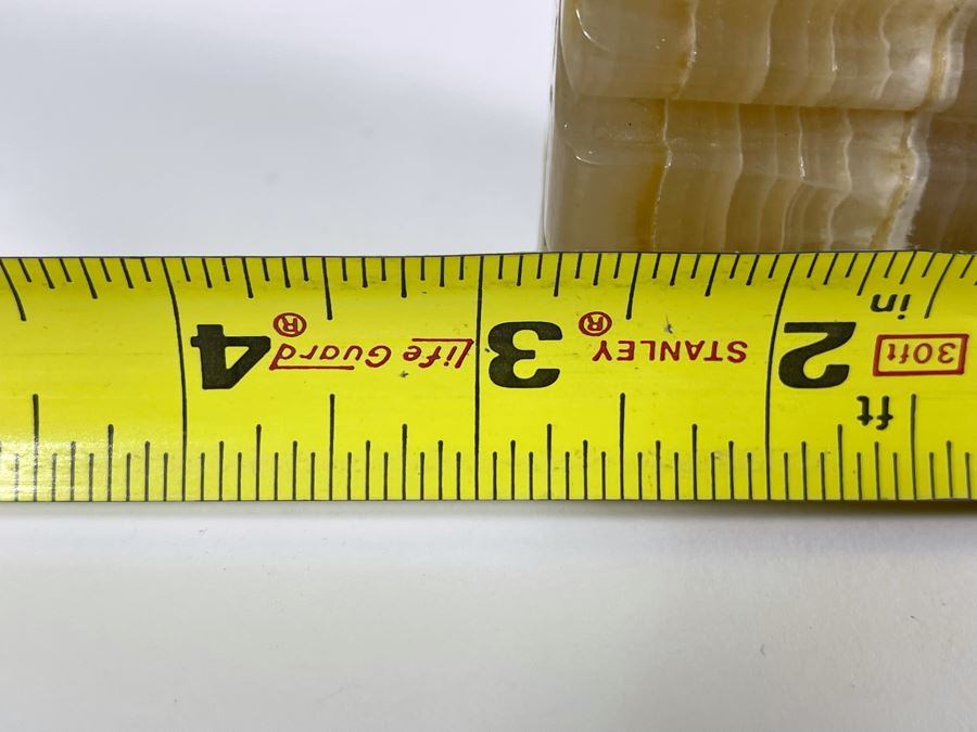 Pair Of Carved Onyx Stone Bookends 3W X 1.5D X 5H [Photo 6]