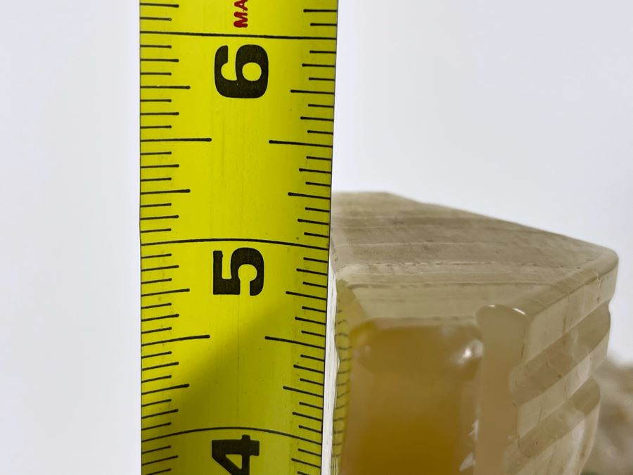 Pair Of Carved Onyx Stone Bookends 3W X 1.5D X 5H [Photo 8]