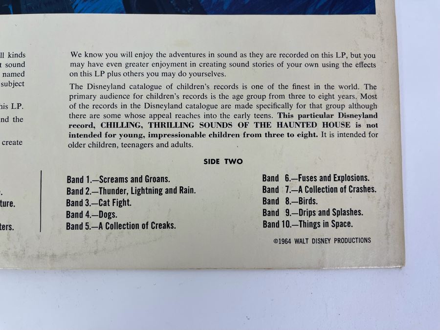 Disneyland Record Chilling, Thrilling Sounds Of The Haunted House Vinyl Record [Photo 3]