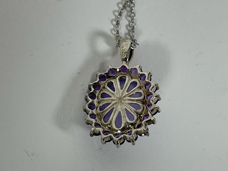 Sterling Silver Jade And Amethyst Pendant Necklace 5g [Photo 8]