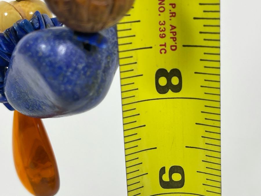 Handmade Statement 16' Necklace With Lapis Lazuli And Amber [Photo 10]