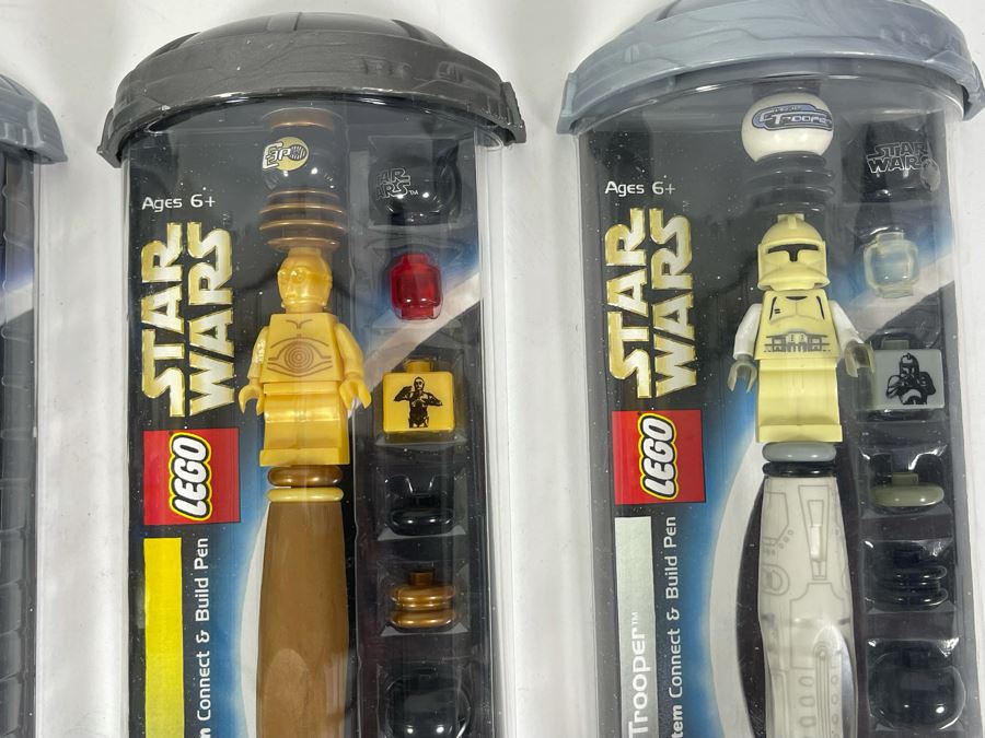 (4) LEGO Star Wars Writing Pens And (1) LEGO Bionicle Toa Of Stone Pohatu Writing Pen [Photo 3]