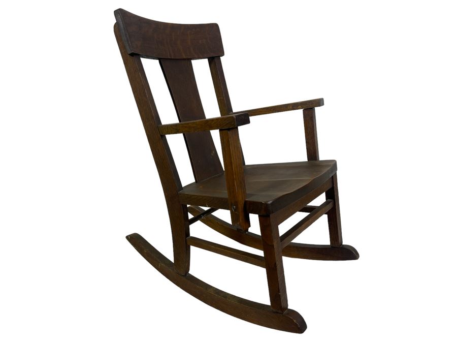 Vintage Childs Oak Rocking Chair 17W X 24D X 27H