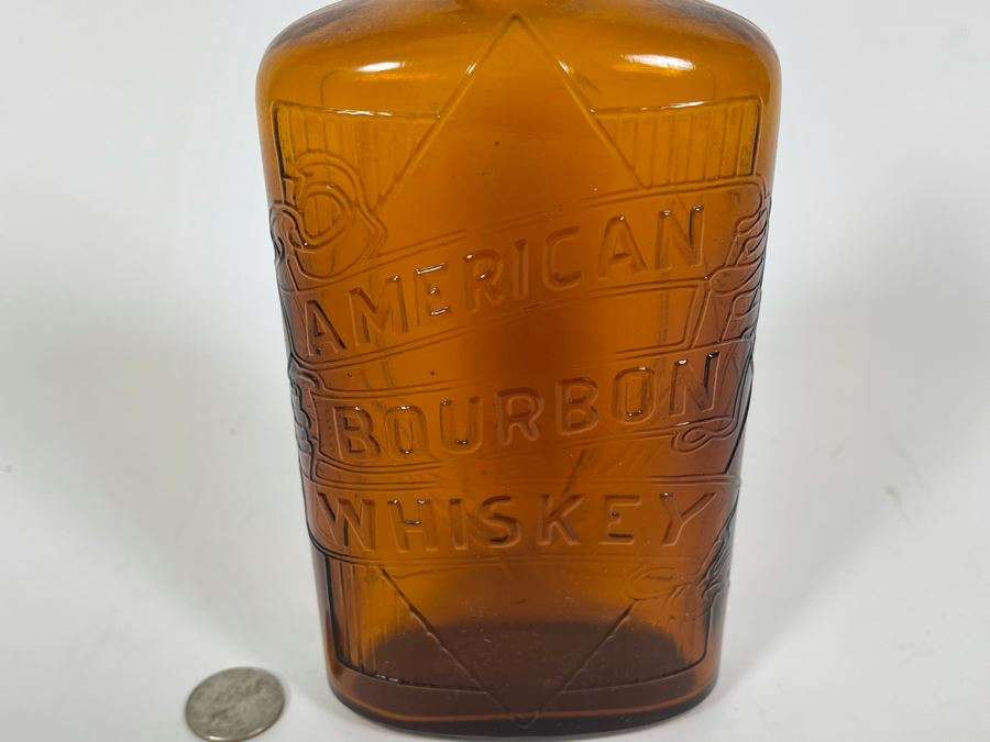 Vintage American Bourbon Whiskey Glass Bottle 8.5H [Photo 5]