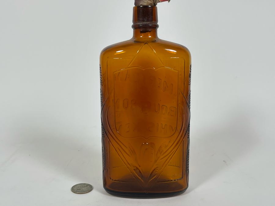 Vintage American Bourbon Whiskey Glass Bottle 8.5H [Photo 6]