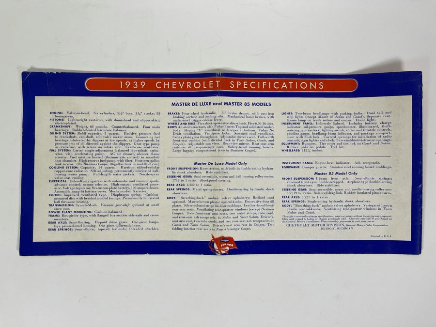 Vintage 1939 Chevrolet Automobile Catalog [Photo 16]