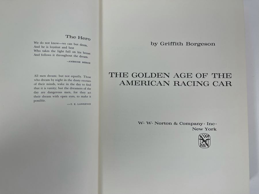First Edition Hardcover Book The Golden Age Of The American Racing Car By Griffith Borgeson Valued At $115 [Photo 6]