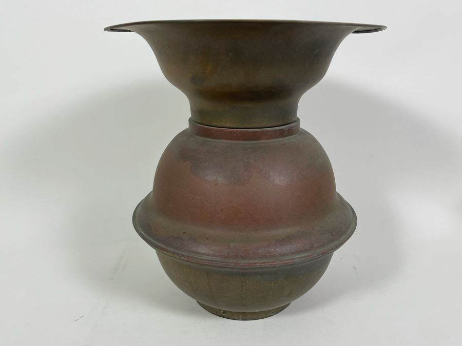 Historical Vintage Copper Brass Spitoon From The Goldmining Town With Brass Plaque 'Goldfield Hotel Goldfield, Nevada' 10.25W X 12H [Photo 5]