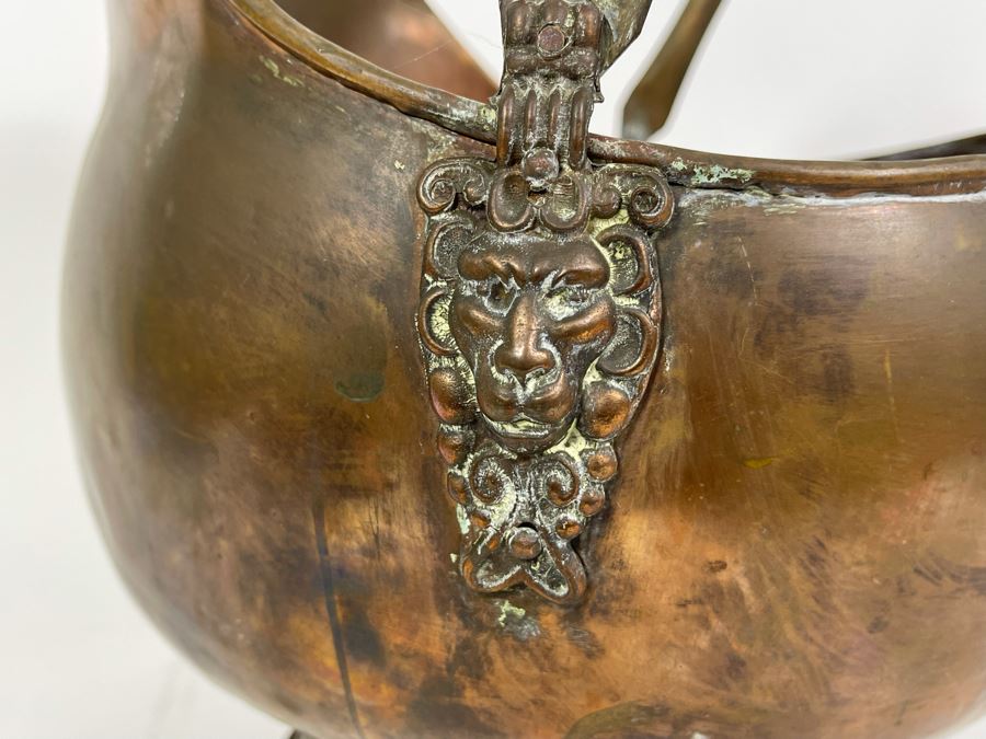 Vintage Brass Ash Scuttle Bucket 15W X 17H [Photo 3]