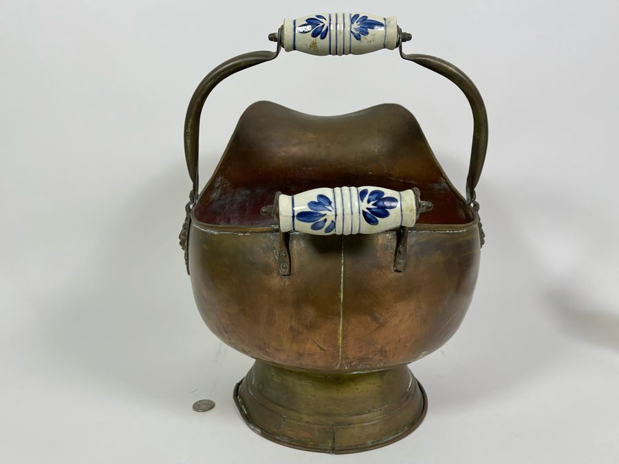 Vintage Brass Ash Scuttle Bucket 15W X 17H [Photo 6]