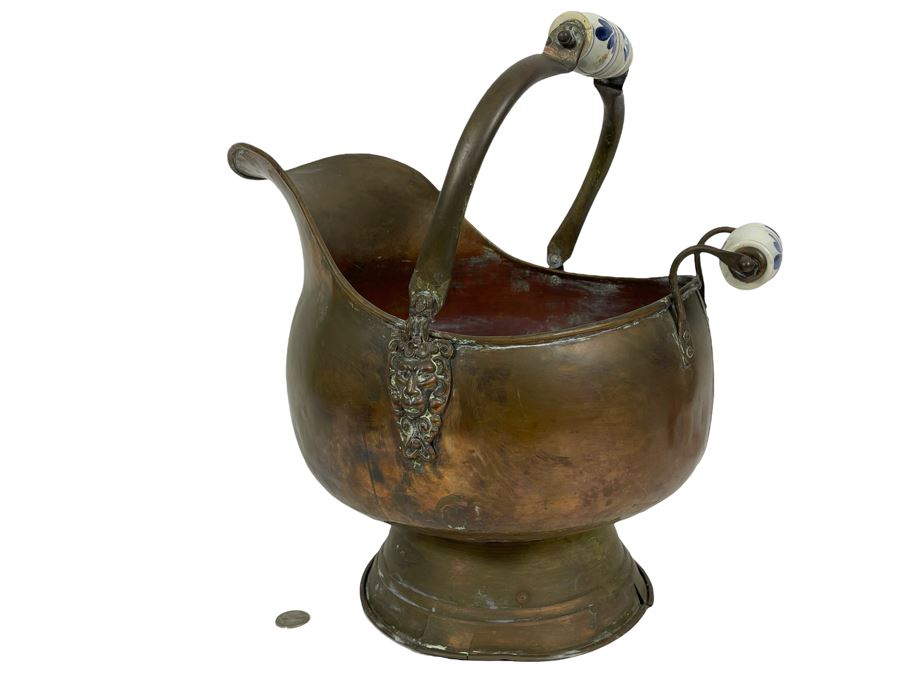 Vintage Brass Ash Scuttle Bucket 15W X 17H [Photo 1]