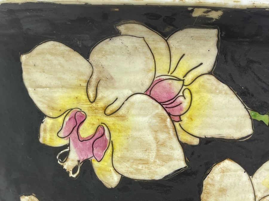 Signed Hand Painted Chinese Flower Pot 11W X 9H [Photo 4]