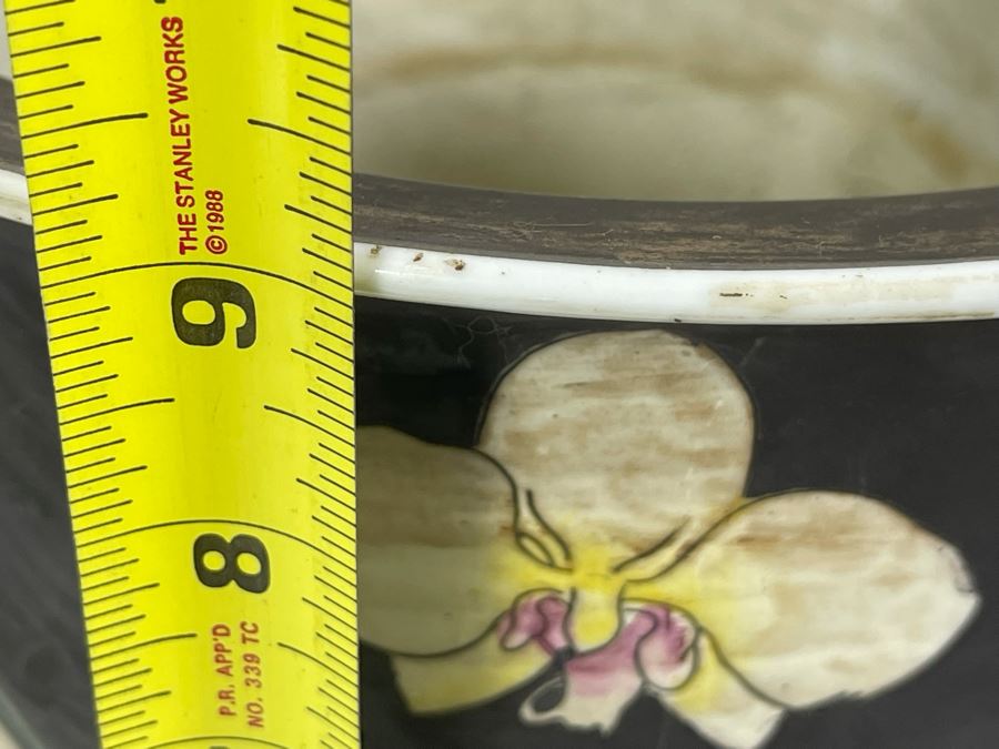 Signed Hand Painted Chinese Flower Pot 11W X 9H [Photo 9]