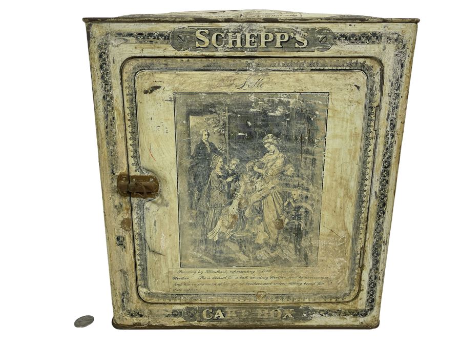 Vintage Metal Schepp's Cake Box 12W X 11D X 14.5H