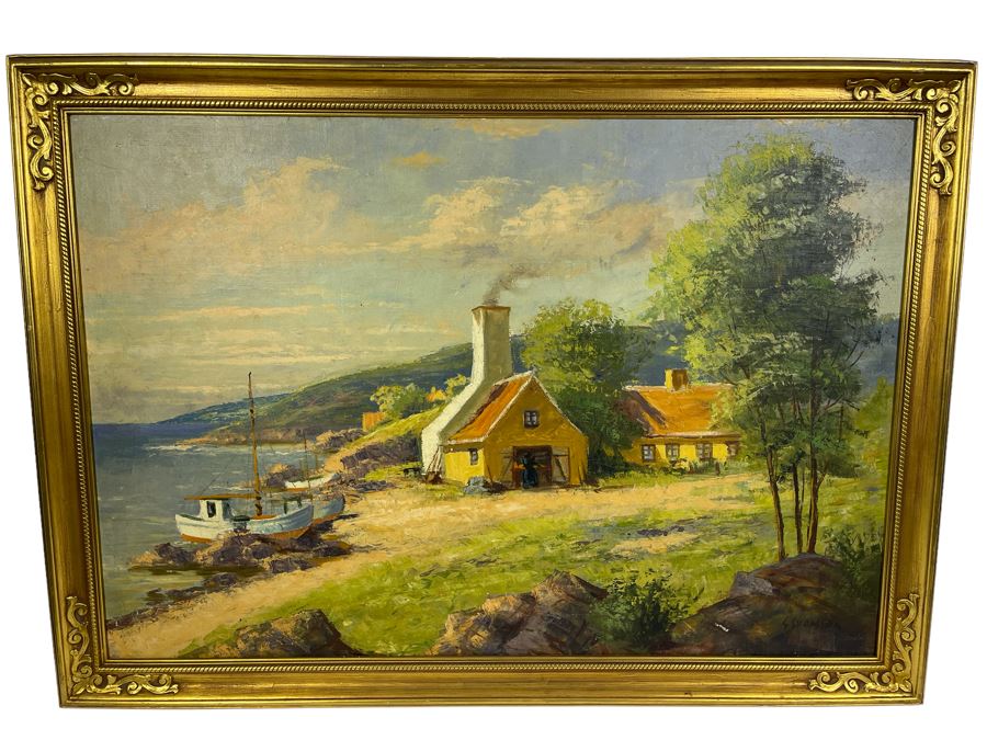 Original Gustaf Svensson (1893-1957, Sweden) Painting On Board 38 X 36 Framed 43 X 31