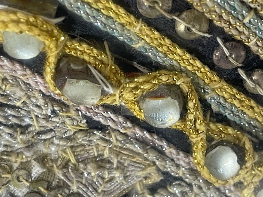 Vintage Kalaga Tapestry Burmese Thai Beaded Sequined Artwork 17.5 X 21 Framed 28 X 31 [Photo 14]