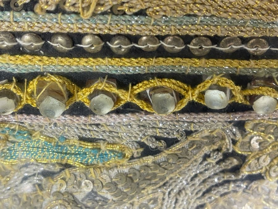 Vintage Kalaga Tapestry Burmese Thai Beaded Sequined Artwork 17.5 X 21 Framed 28 X 31 [Photo 6]