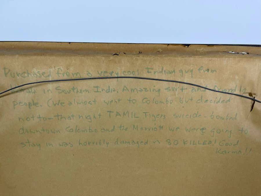 Vintage Kalaga Tapestry Burmese Thai Beaded Sequined Artwork 17.5 X 21 Framed 28 X 31 [Photo 20]