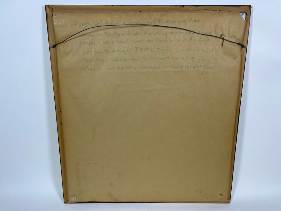 Vintage Kalaga Tapestry Burmese Thai Beaded Sequined Artwork 17.5 X 21 Framed 28 X 31 [Photo 19]