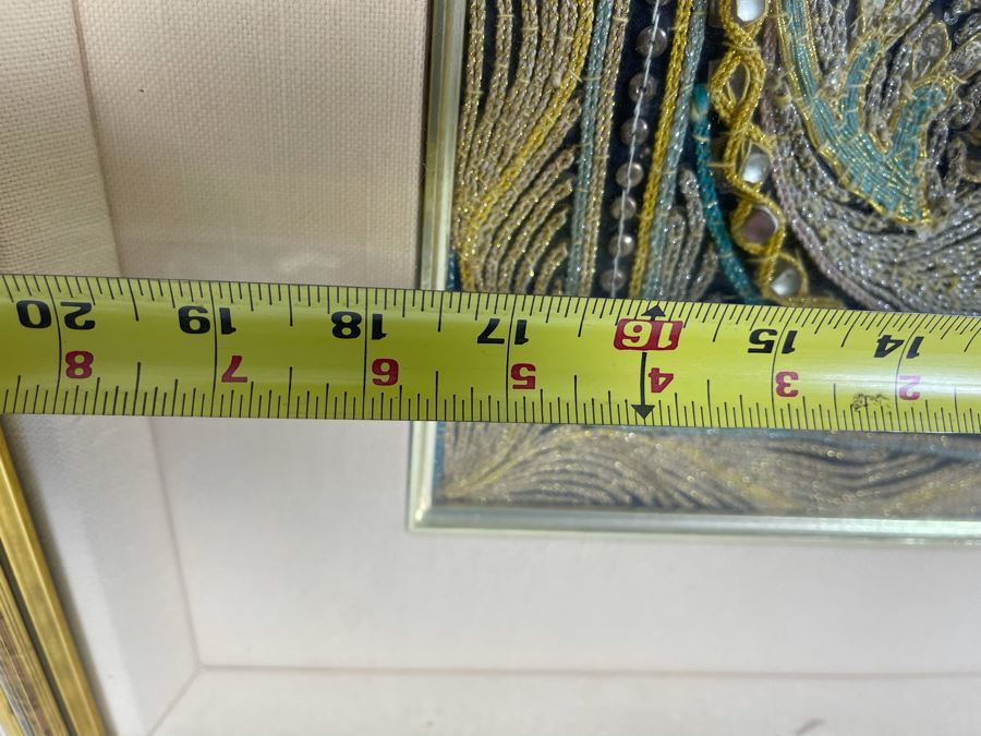 Vintage Kalaga Tapestry Burmese Thai Beaded Sequined Artwork 17.5 X 21 Framed 28 X 31 [Photo 15]