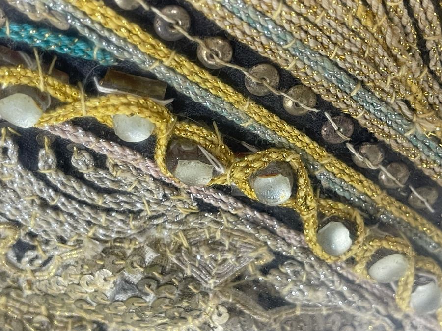 Vintage Kalaga Tapestry Burmese Thai Beaded Sequined Artwork 17.5 X 21 Framed 28 X 31 [Photo 13]