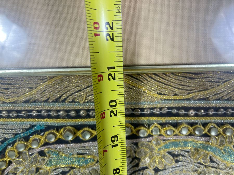 Vintage Kalaga Tapestry Burmese Thai Beaded Sequined Artwork 17.5 X 21 Framed 28 X 31 [Photo 16]