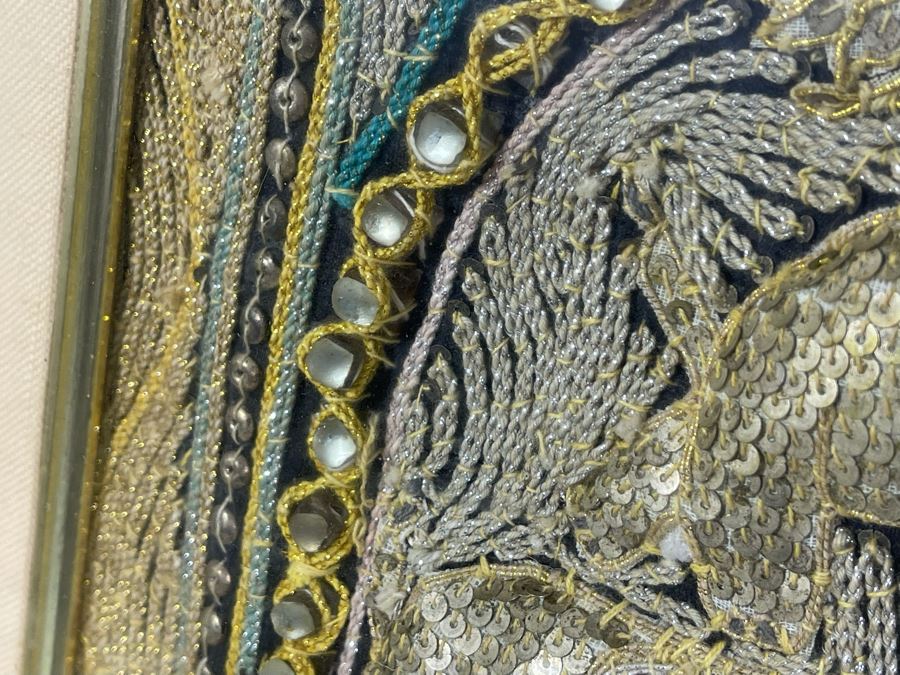 Vintage Kalaga Tapestry Burmese Thai Beaded Sequined Artwork 17.5 X 21 Framed 28 X 31 [Photo 7]