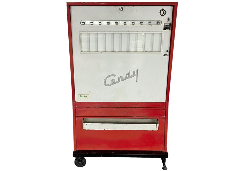 Mid-Century Modern 10 Cent Candy Vending Machine Working Dispenses Candy & Snacks