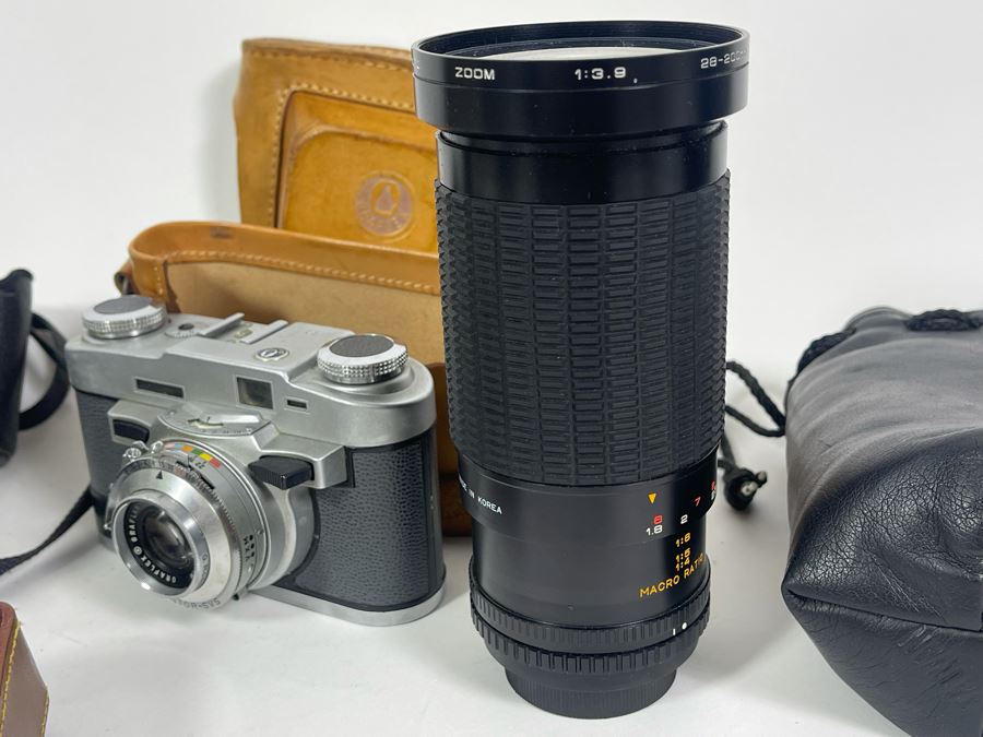 Vintage Film Camera Lot With Graflex Graphic 35 Film Camera, Canon Canonet QL17 Film Camera, Pair Of Lenses And Light Meter [Photo 15]