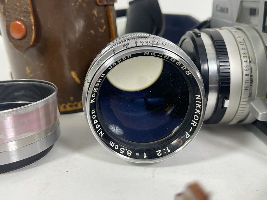 Vintage Film Camera Lot With Graflex Graphic 35 Film Camera, Canon Canonet QL17 Film Camera, Pair Of Lenses And Light Meter [Photo 13]