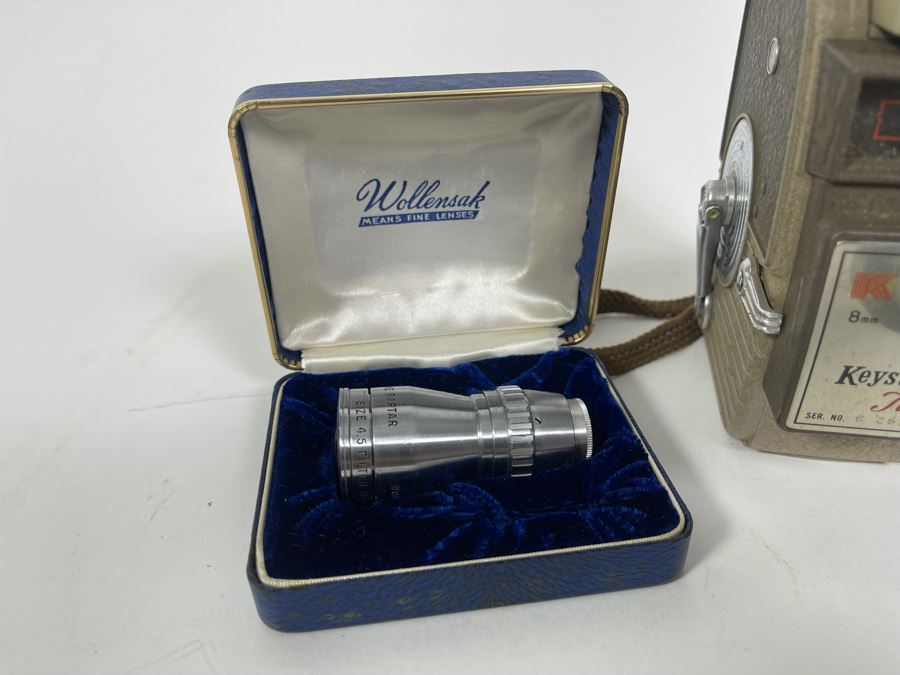 Pair Of Vintage Keystone 8mm Film Movie Cameras And Extra Wollensak Wide Angle Cine Raptar Lens [Photo 5]