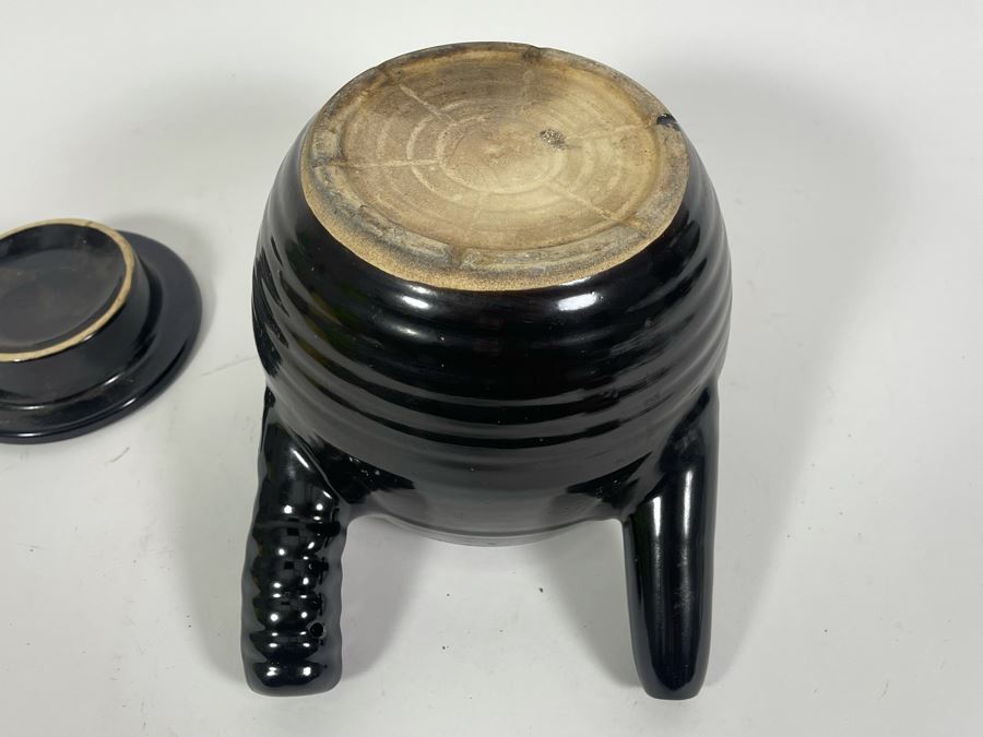 Vintage Side Handled Asian Teapot Tea Pot Pottery 8W X 8H [Photo 7]