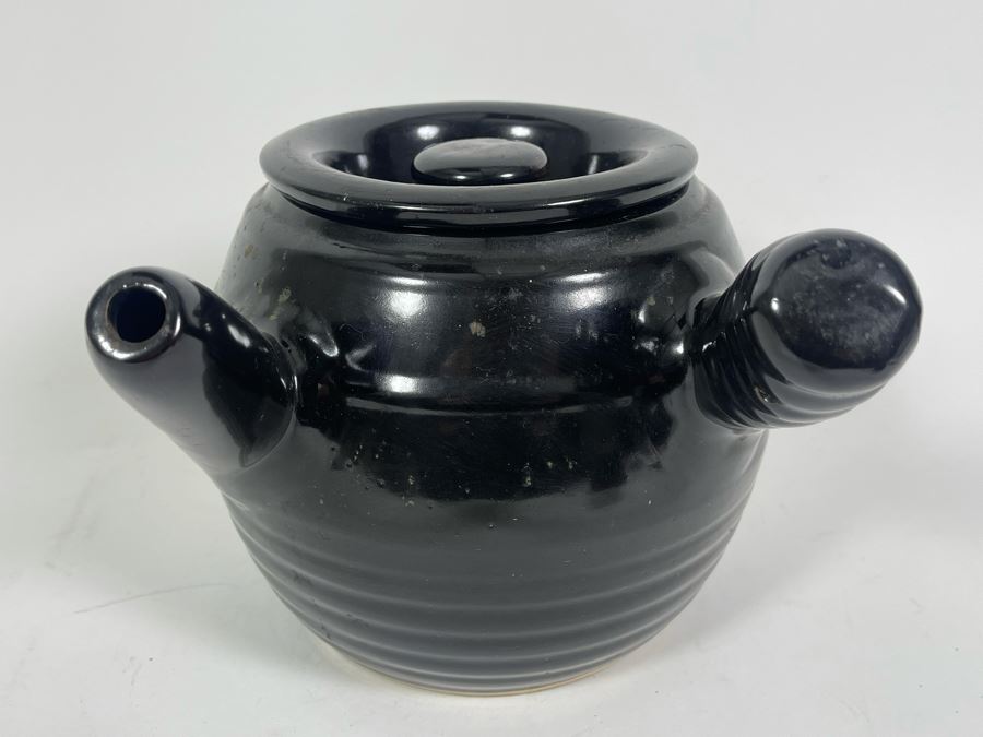 Vintage Side Handled Asian Teapot Tea Pot Pottery 8W X 8H [Photo 2]