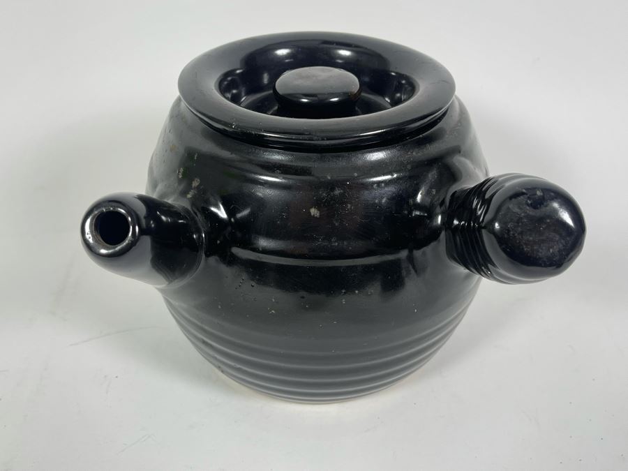 Vintage Side Handled Asian Teapot Tea Pot Pottery 8W X 8H [Photo 3]