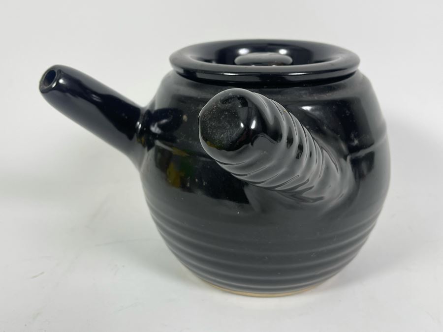 Vintage Side Handled Asian Teapot Tea Pot Pottery 8W X 8H [Photo 4]